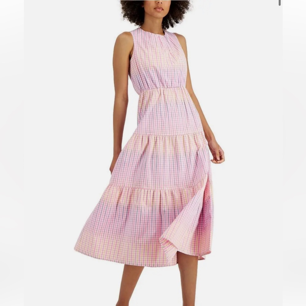 Charter Club Pink Gingham Dress Size Petite Small
